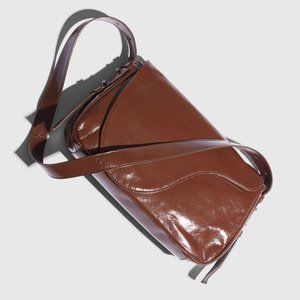 Paloma Wool Pluto Crossbody Bag - Brown Patent Leather